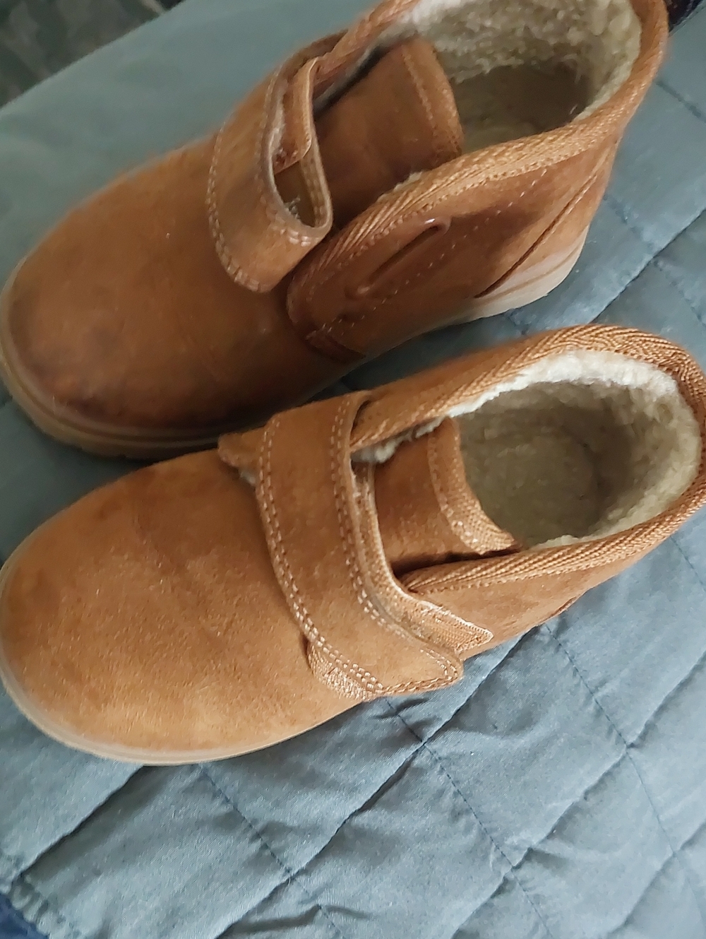 Cat & Jack Tan Suede Velcro Winter Booties